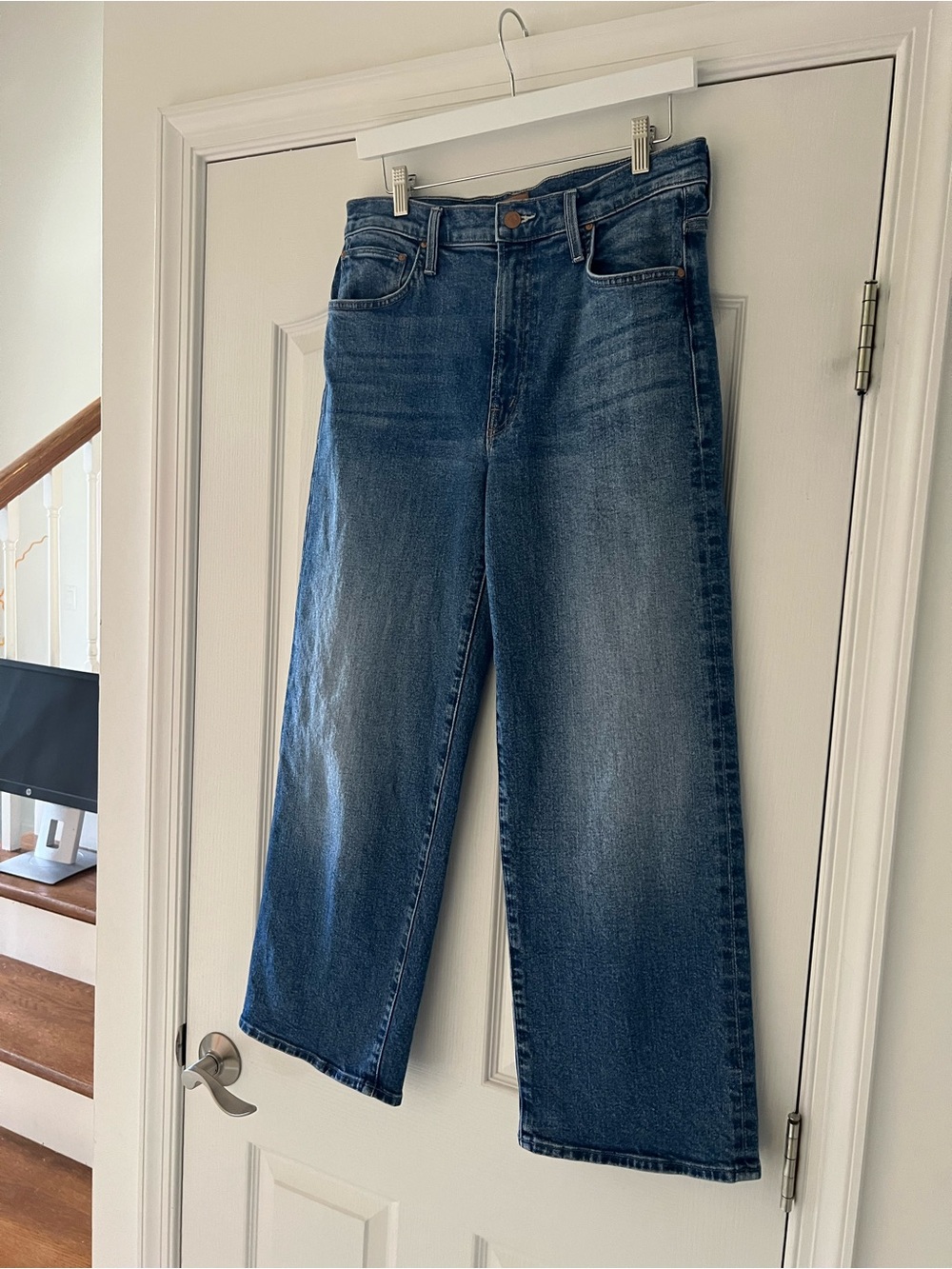 MOTHER Straight Leg Jeans in Medium Blue Wash